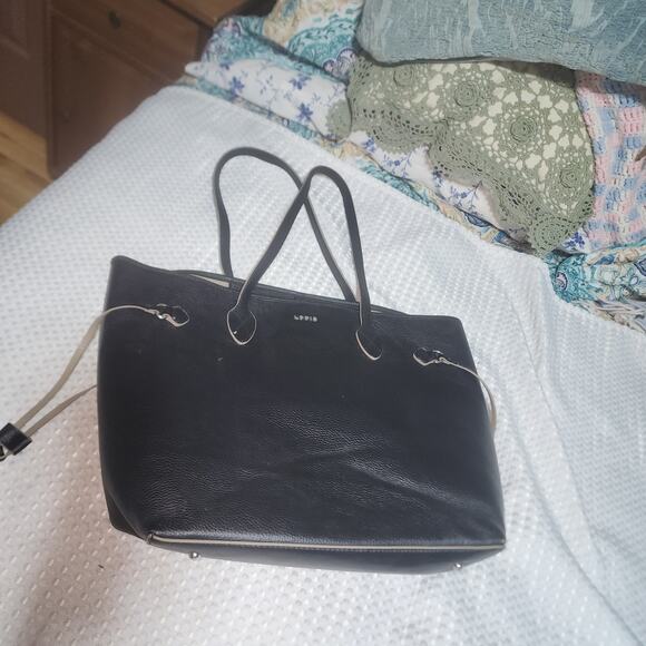LODIS EUC XL BLISS BLACK LEATHER SHOULDER BAG TOTE - Picture 1 of 9